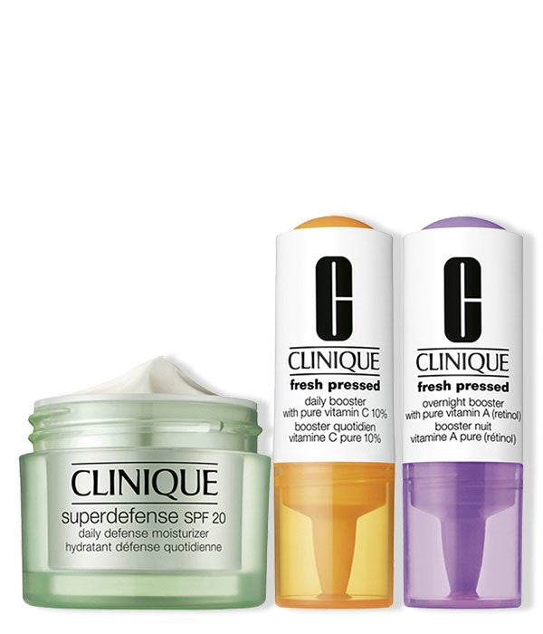 Clinique Superdefense Daily Defense Mosturizer SPF20 + Fresh Pressed Boosters Set